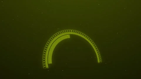 Futuristic red semicircle progress indicator glowing HUD interface with particle Stock Footage 340479571