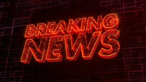 Futuristic Red Shine 3D Perspective Breaking News Text Lines Square Dots Fractal Stock Illustration