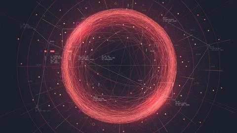 Futuristic red sphere consisting of connection networks, neural communication Stock Illustration