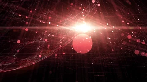 Futuristic red sphere cyberspace network with spot light lines and dots anim Stock Footage 341900887