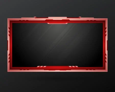 Futuristic red stream overlay gui webcam screen panel frame for video broadcast Stock Illustration