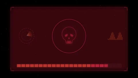 Futuristic Red System Breach Malware Detected HUD Radar Scan Animation Loop Stock Footage 346053978