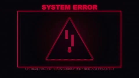 Futuristic Red System Error HUD Animation with Warning Triangle Icon Vídeos de archivo 335399595