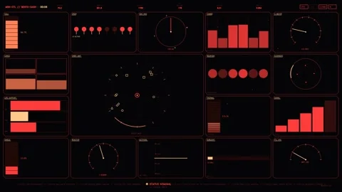 Futuristic red tactical HUD dashboard with telemetry data and orbital navig.. Stock Footage 334094344