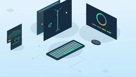 Futuristic Renewable Energy Command Center with Interactive Displays and Dynamic Stock Footage 339752448