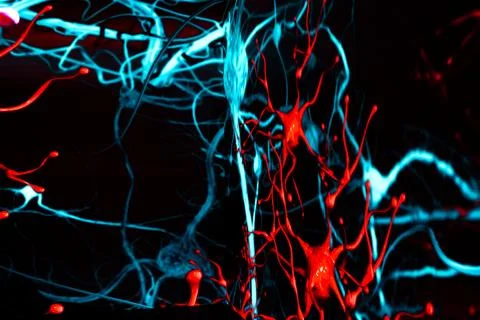 Futuristic representation of artificial intelligence with neural connections. 스톡 일러스트