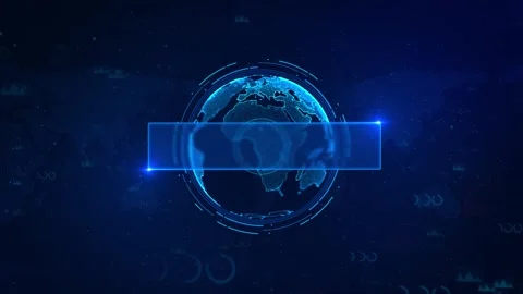 Futuristic representation of a world map showcasing a glowing digital technology Stock Footage 341890639