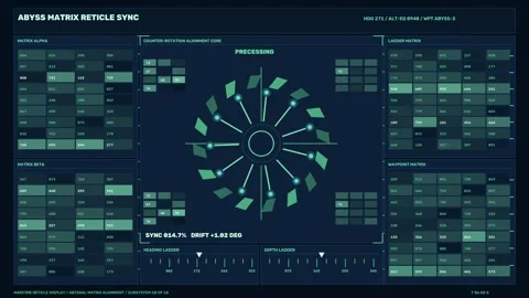 Futuristic Reticle Alignment Data HUD Stock Footage 342586764