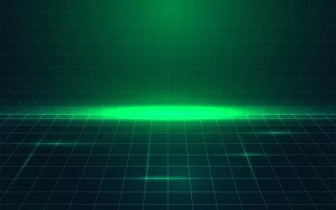 Futuristic retro 80s green gradient. Neon geometric synthwave network. land.. Stock Illustration