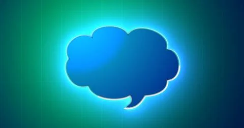 Futuristic retro-colored neon glowing cloud icon message box. Artificial in.. Stock-Illustration