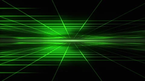 Futuristic retro grid of neon green lines forming an endless tunnel. Stock Footage 268466530