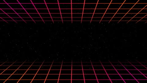 Futuristic retro synthwave neon grid loop Stock Footage 330979481