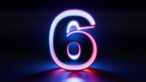 Futuristic RGB Neon Glow Countdown Purple Blue Ten to Zero Stock Footage 292934996