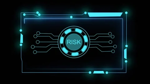 Futuristic risk assessment interface with cyan neon. Futuristic risk assess.. Stock Footage 337815676