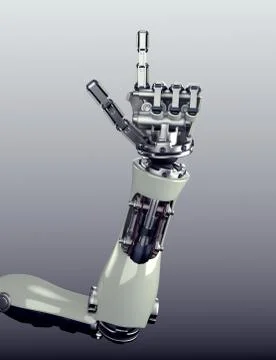Futuristic robot arm with hand gesture Illustrazione stock