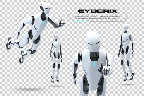 Futuristic Robot Artificial intelligence 3D Design Concept. Stock Illustration