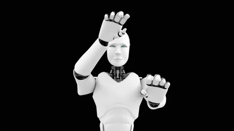 Futuristic robot, artificial intelligence CGI work on black and green background Stock Footage 139984561