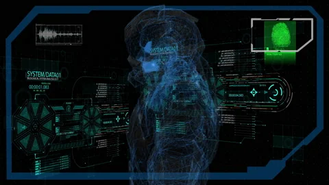 Futuristic robot, artificial intelligence CGI big data analytics and programm Stock Footage 147575982