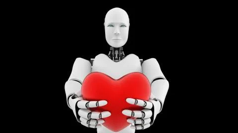 Futuristic robot , artificial intelligence CGI on black background Stock Illustration