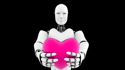 Futuristic robot , artificial intelligence CGI on black background Illustrazione stock