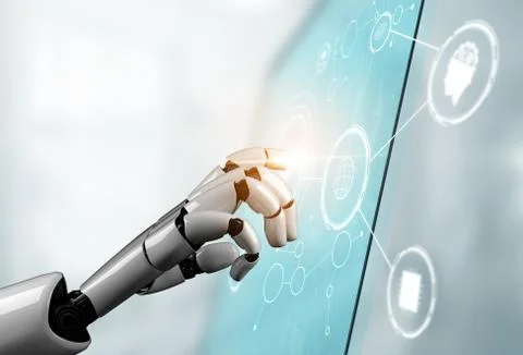 Futuristic robot artificial intelligence concept. Stock Illustration