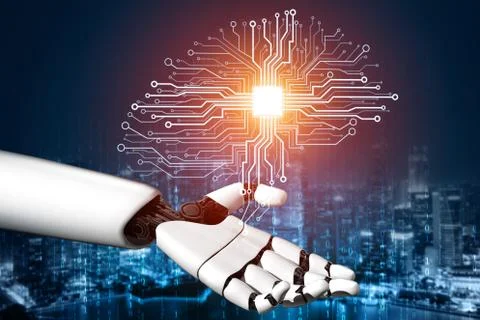 Futuristic robot artificial intelligence concept. Stock Illustration