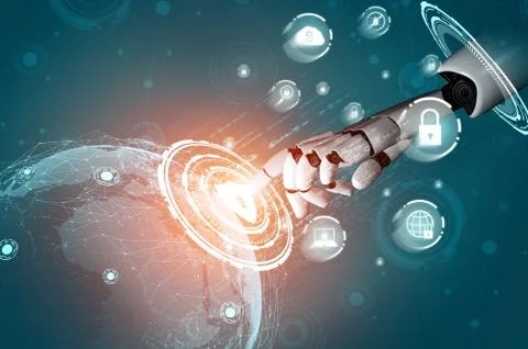 Futuristic robot artificial intelligence concept. Stock Illustration