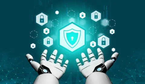 Futuristic robot artificial intelligence concept. Illustrazione stock