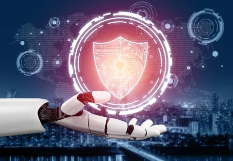 Futuristic robot artificial intelligence concept. 스톡 일러스트