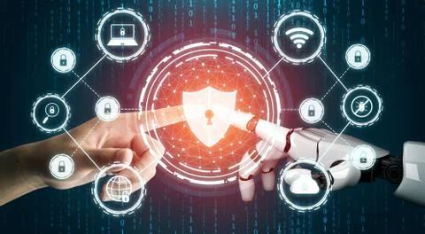 Futuristic robot artificial intelligence concept. Stock Illustration