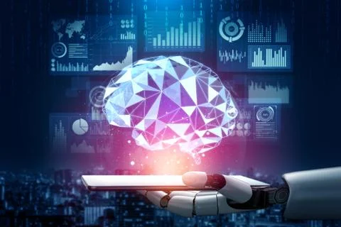 Futuristic robot artificial intelligence concept. 스톡 일러스트