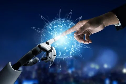 Futuristic robot artificial intelligence concept. 스톡 일러스트