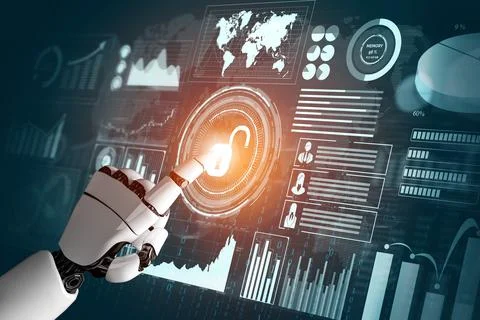 Futuristic robot artificial intelligence concept. Stock-Illustration