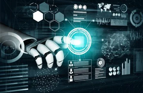 Futuristic robot artificial intelligence concept. Stock-Illustration