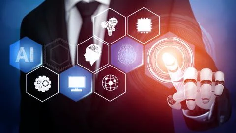 Futuristic robot artificial intelligence concept. Stock-Illustration