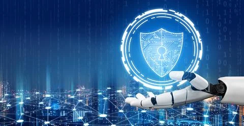 Futuristic robot artificial intelligence concept. Stock Illustration