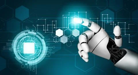 Futuristic robot artificial intelligence concept. Stock Illustration