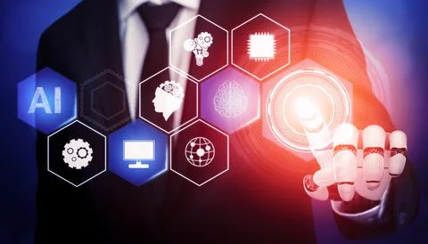 Futuristic robot artificial intelligence concept. 3D illustration. イラスト素材