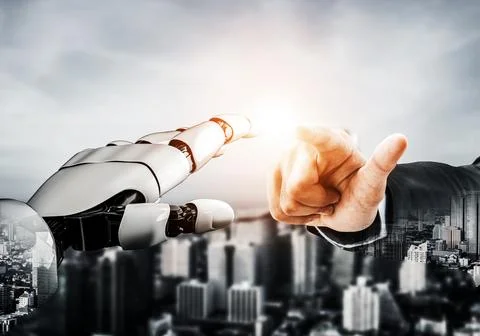 Futuristic robot artificial intelligence concept. 3D illustration. Stock Illustration