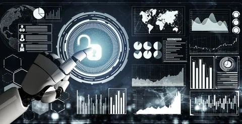 Futuristic robot artificial intelligence concept. 3D illustration. Stock-Illustration