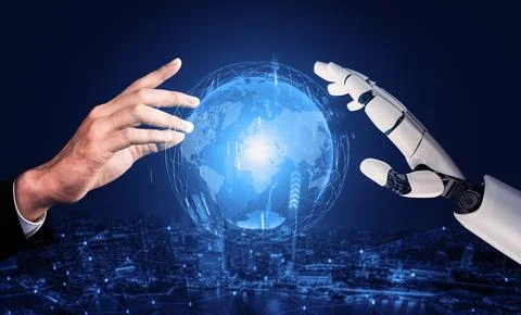 Futuristic robot artificial intelligence concept. 3D illustration. Stock Illustration