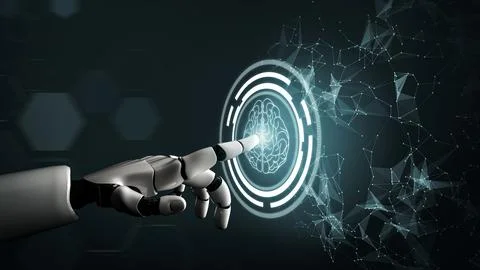 Futuristic robot artificial intelligence concept. 3D illustration. Stock Illustration