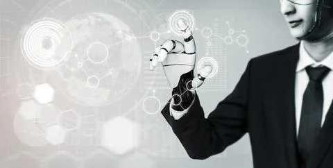 Futuristic robot artificial intelligence concept. 3D illustration. 스톡 일러스트