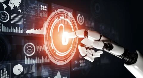 Futuristic robot artificial intelligence concept. 3D illustration. Stock Illustration