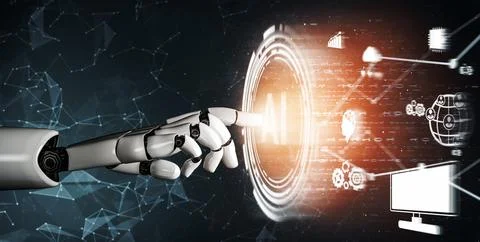 Futuristic robot artificial intelligence concept. 3D illustration. イラスト素材