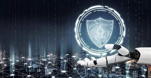 Futuristic robot artificial intelligence concept. 3D illustration. Stock-Illustration