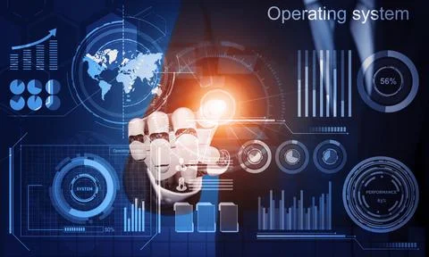 Futuristic robot artificial intelligence concept. 3D illustration. Stock Illustration