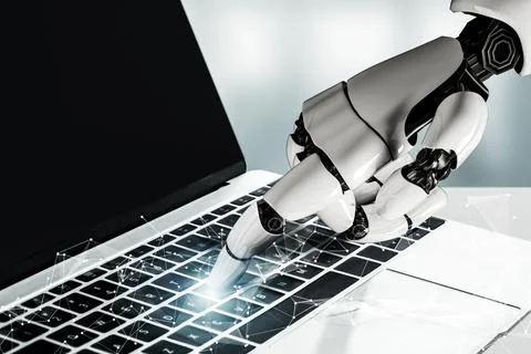 Futuristic robot artificial intelligence concept. 3D illustration. 스톡 일러스트