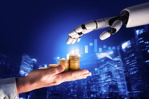 Futuristic robot artificial intelligence concept. 3D illustration. Ilustração Stock