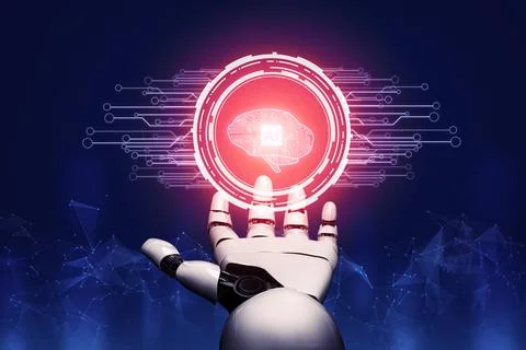 Futuristic robot artificial intelligence concept. 3D illustration. 스톡 일러스트